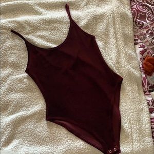 Burgundy velvet body suit